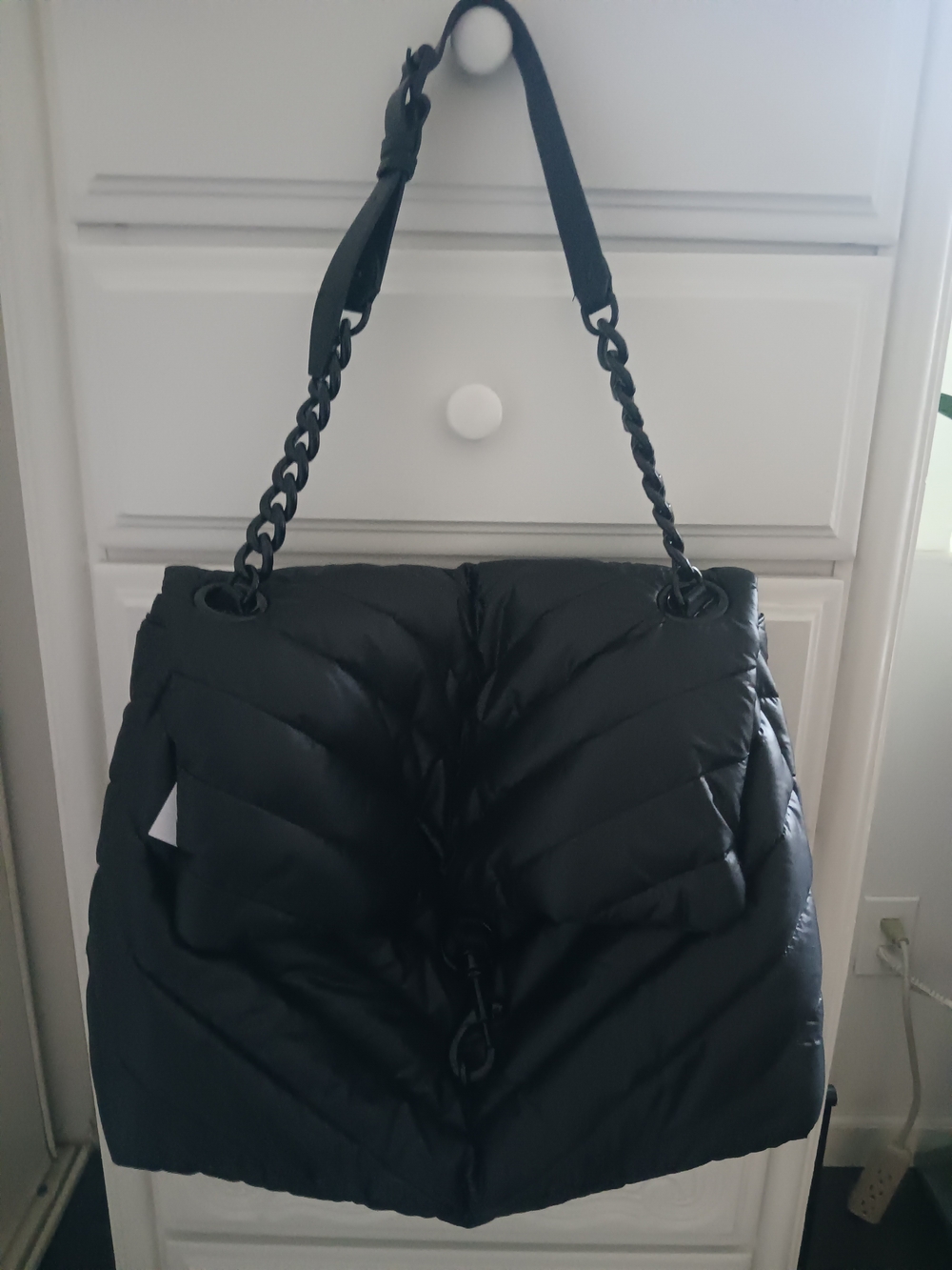 Rebecca Minkoff XL Edie Quilted Puffer Shoulder Bag in Black